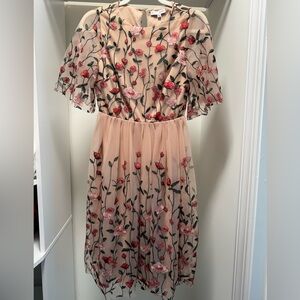 Baltic Born Pink Ruffled Tiered Off-Shoulder Dress